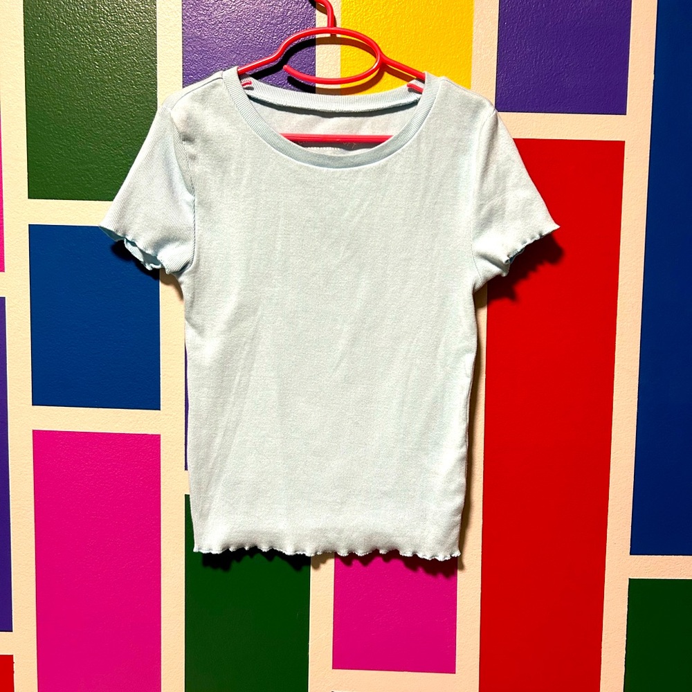AERO Seriously Soft Light Blue Short Sleeve Ribbed top size XS